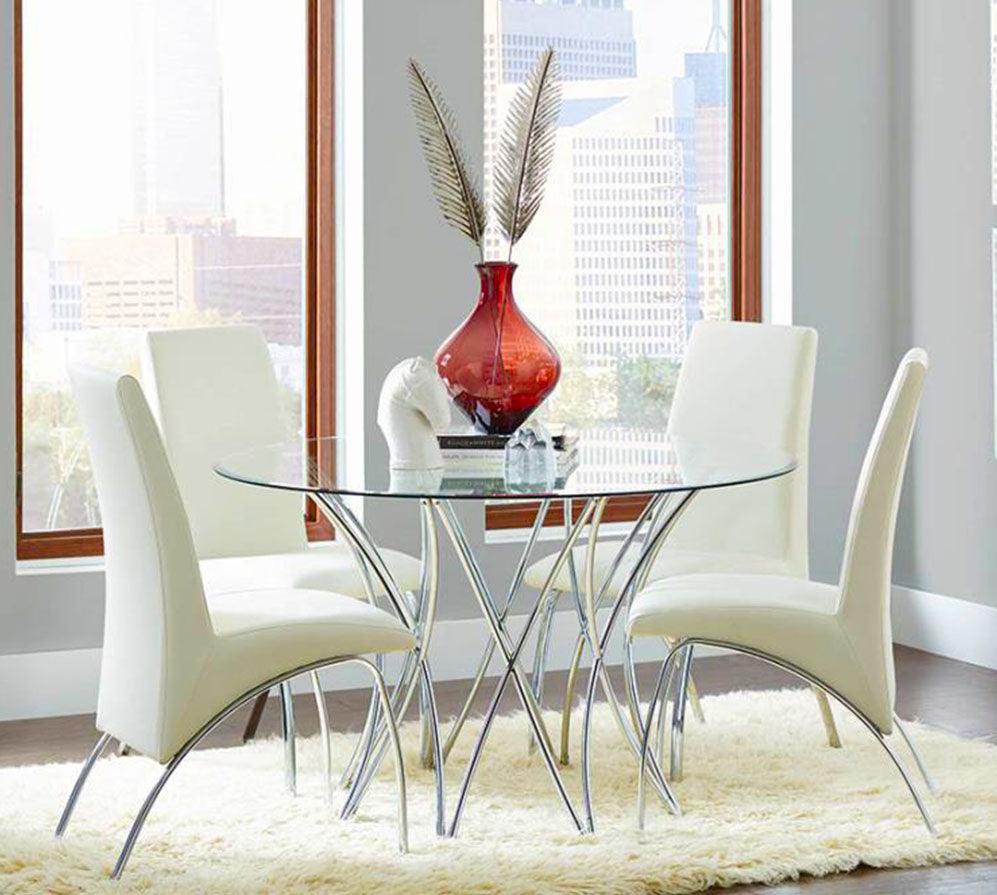 Dining Chairs White and Chrome MODEL 18121572 - Venini Furniture 
