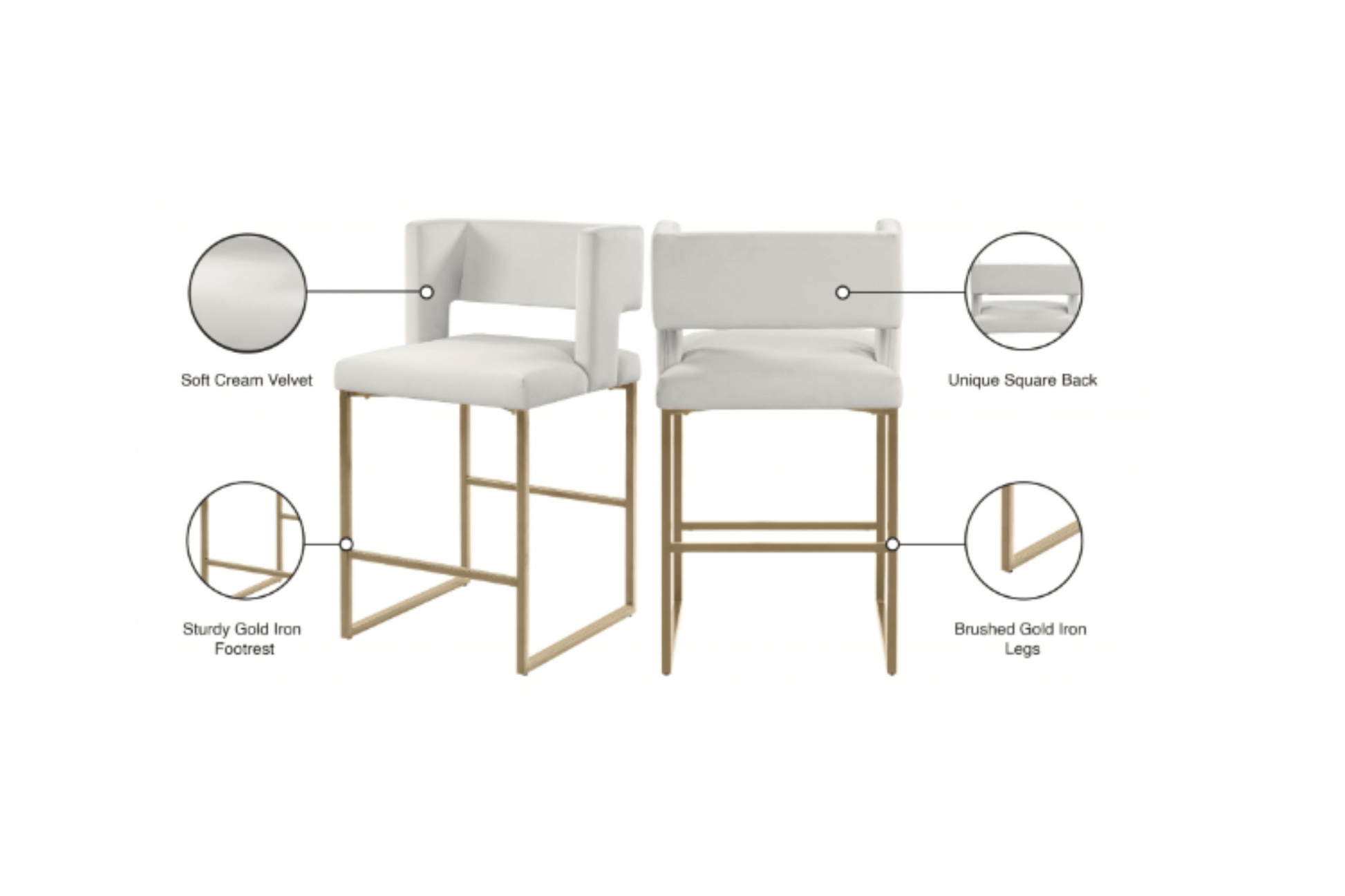 Caleb Velvet Counter Stool SKU: 969-C - Venini Furniture 