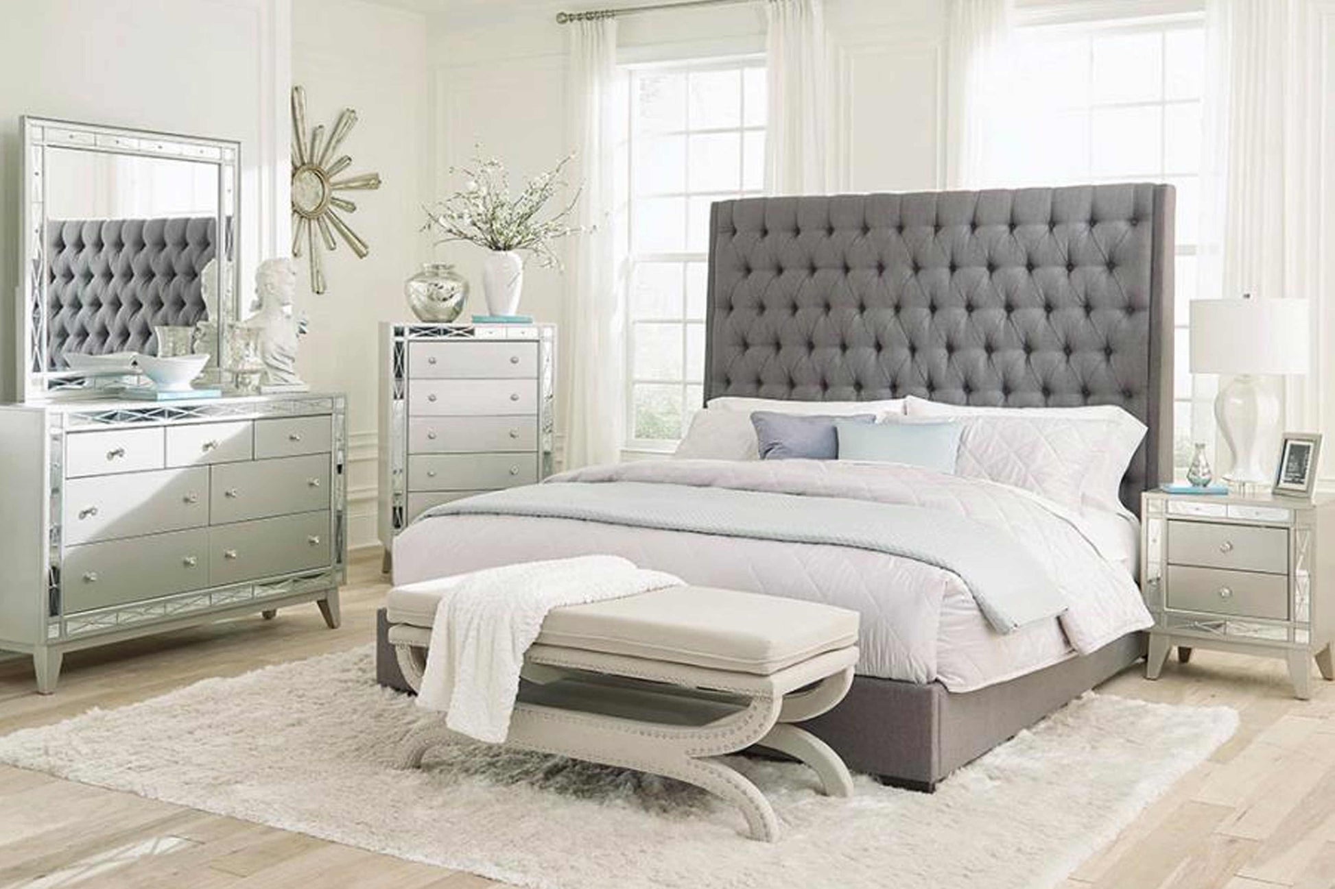 Valencia Upholstered Bed Model 18300621Q - Venini Furniture 