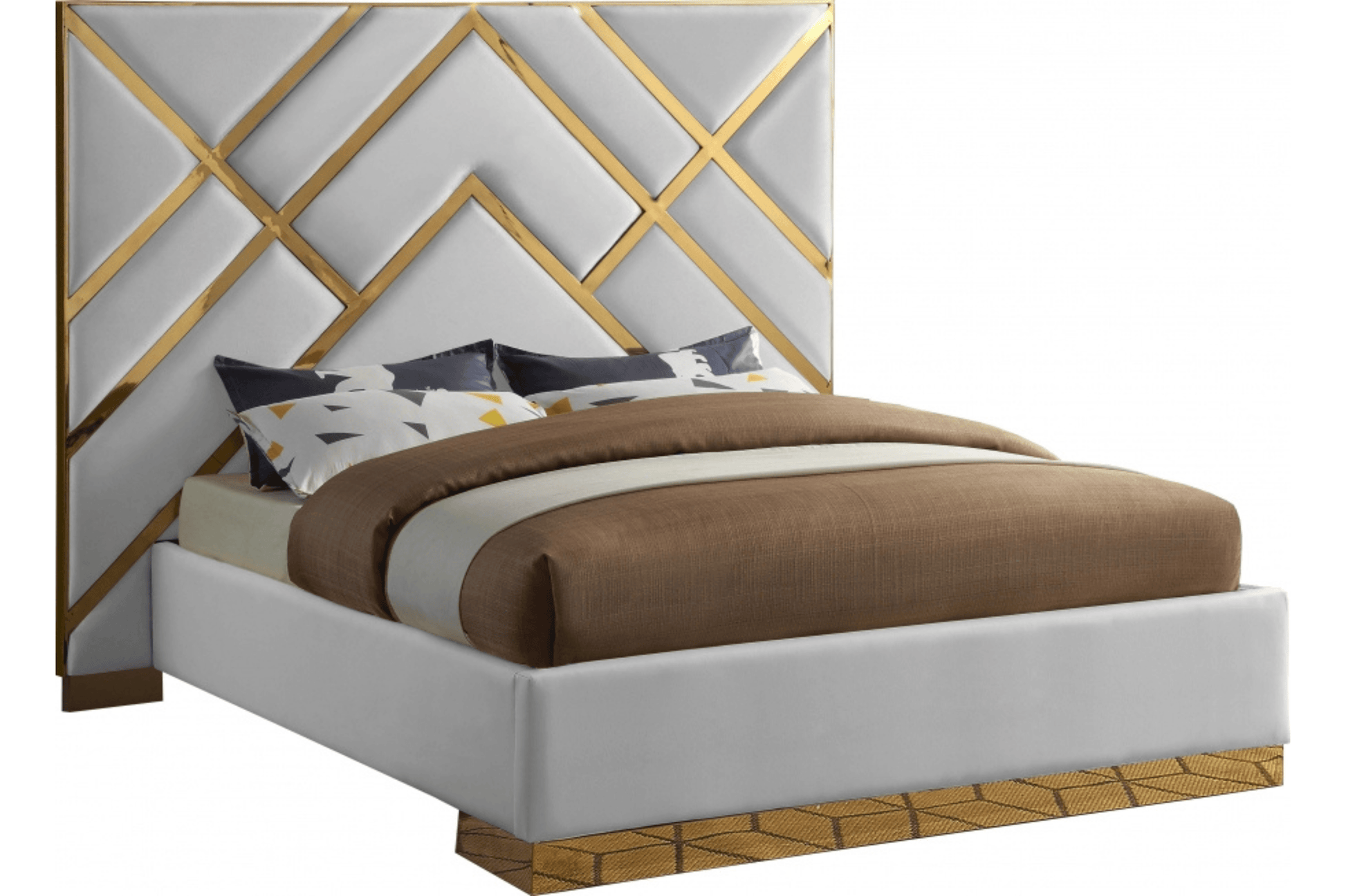 White faux leather bed