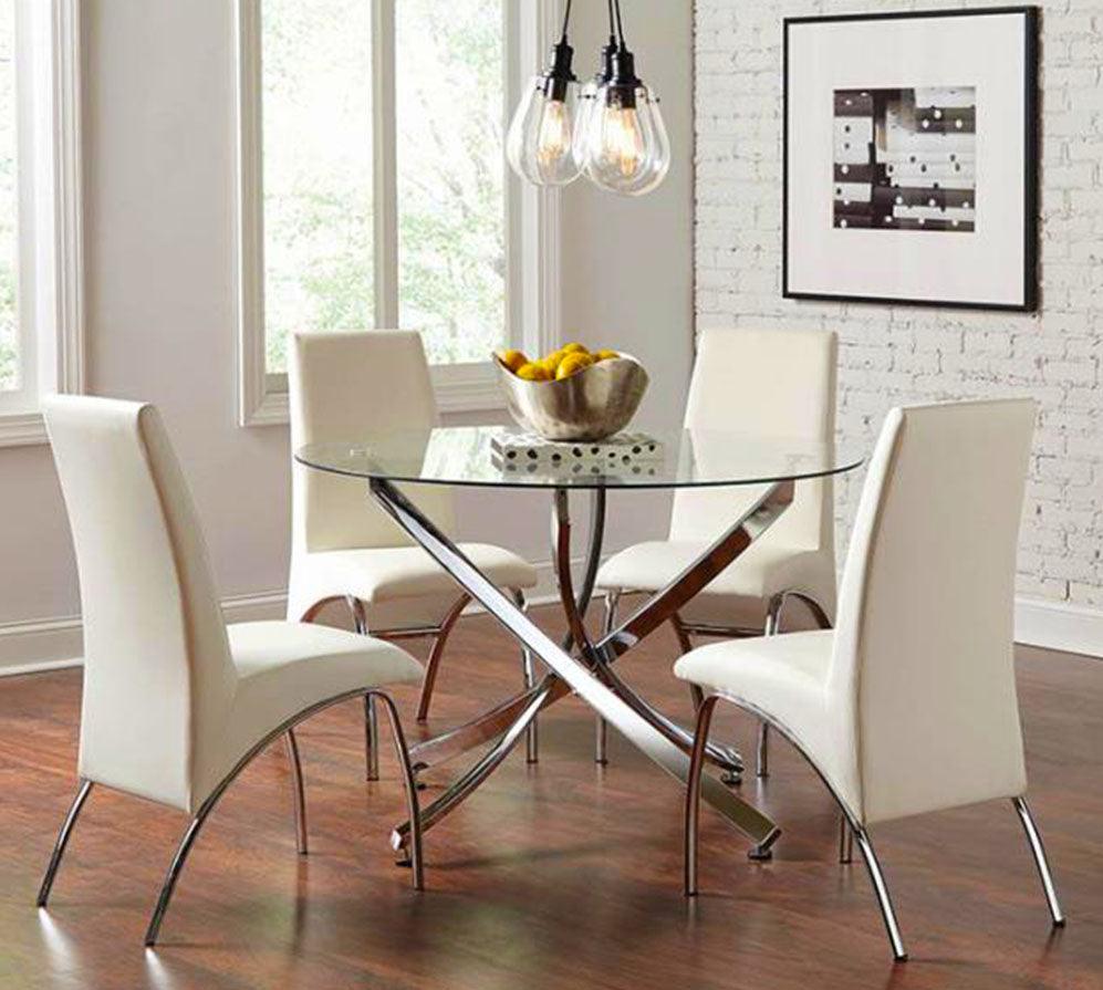 Dining Chairs White and Chrome MODEL 18121572 - Venini Furniture 
