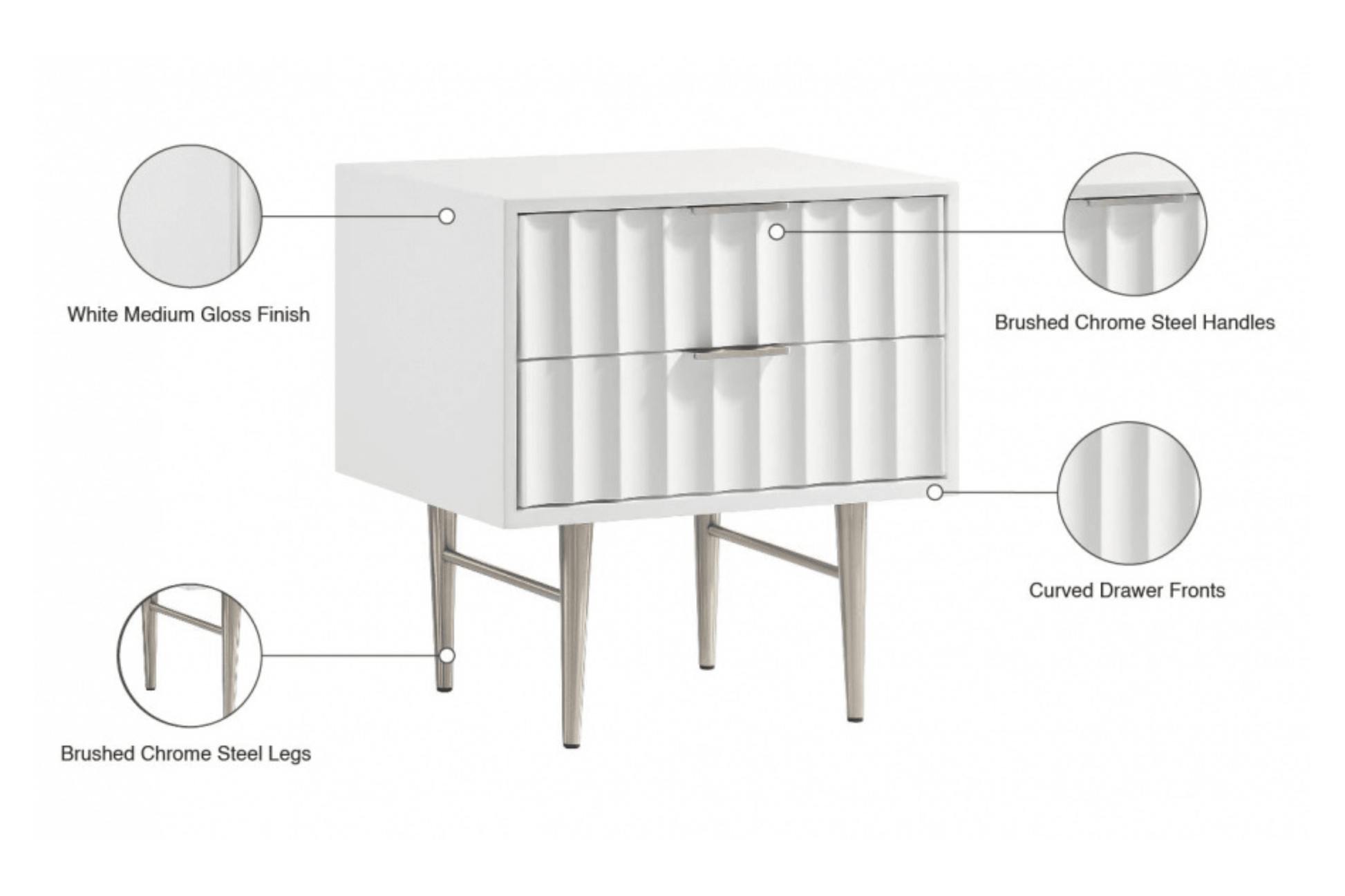 Modernist Nightstand SKU: 802White-NS - Venini Furniture 