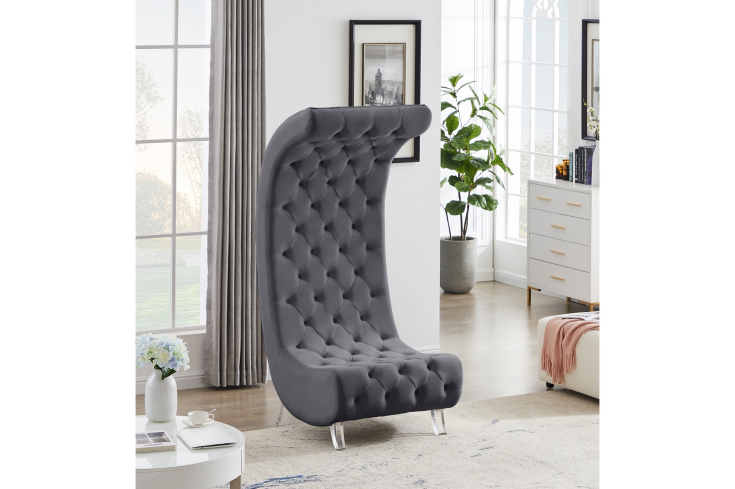 Crescent Velvet Chair SKU: 568-C