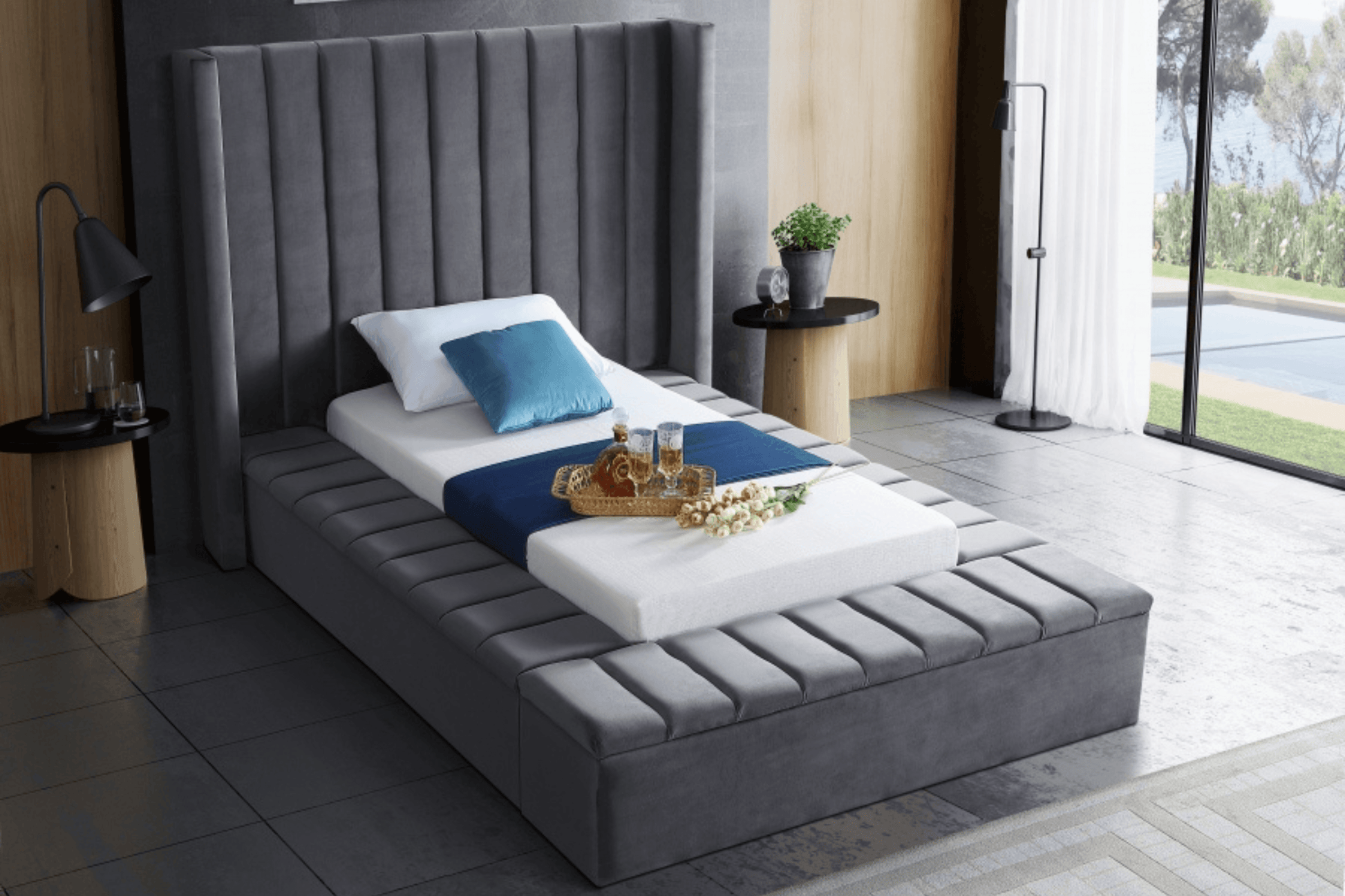 Kiki Velvet Bed SKU: Kiki - Venini Furniture 
