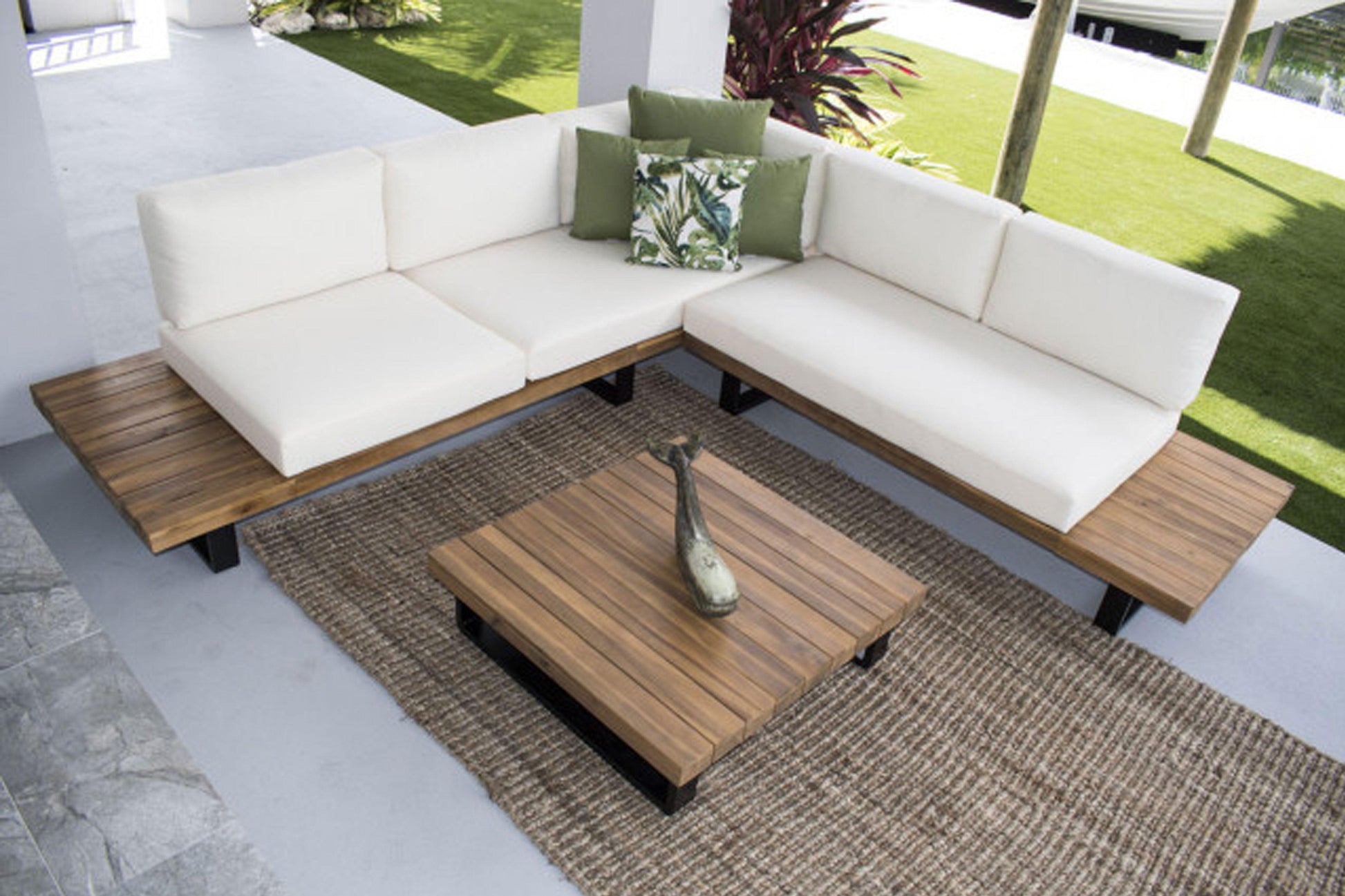 Highboune Cay 3 PC Sectional w/off-white cushions SKU: 519-1265-NAT - Venini Furniture 