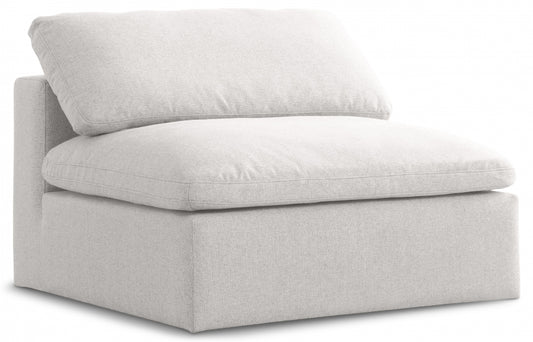 Serene Linen Textured Deluxe Modular Down Filled Cloud-Like Comfort Overstuffed Armless Chair