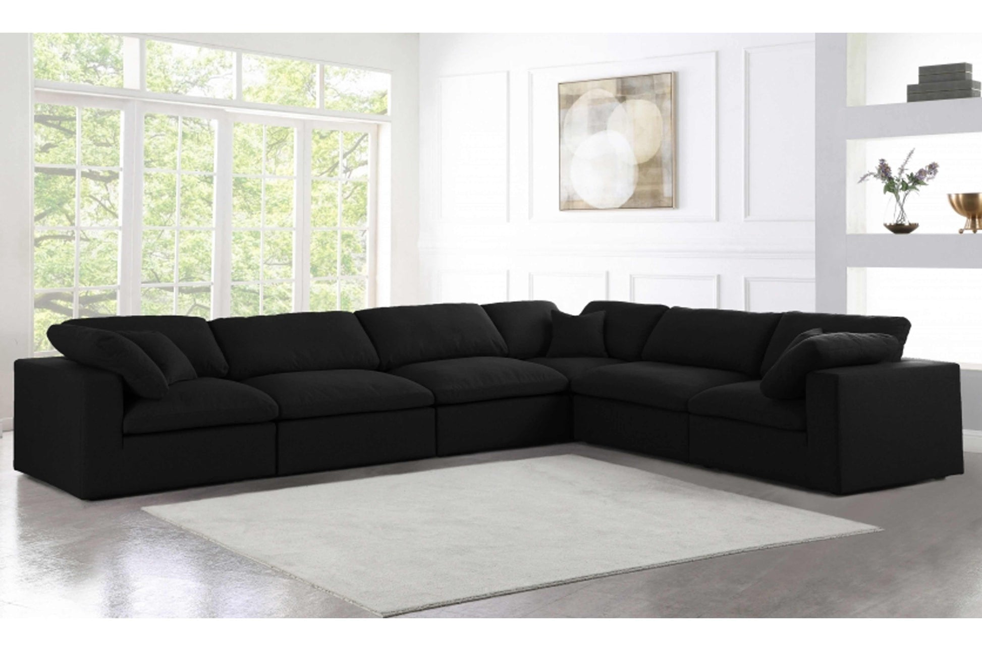 Uffizi Linen Deluxe Cloud Modular Down Filled Overstuffed Reversible Sectional Model 18601-Sec6A - Venini Furniture 