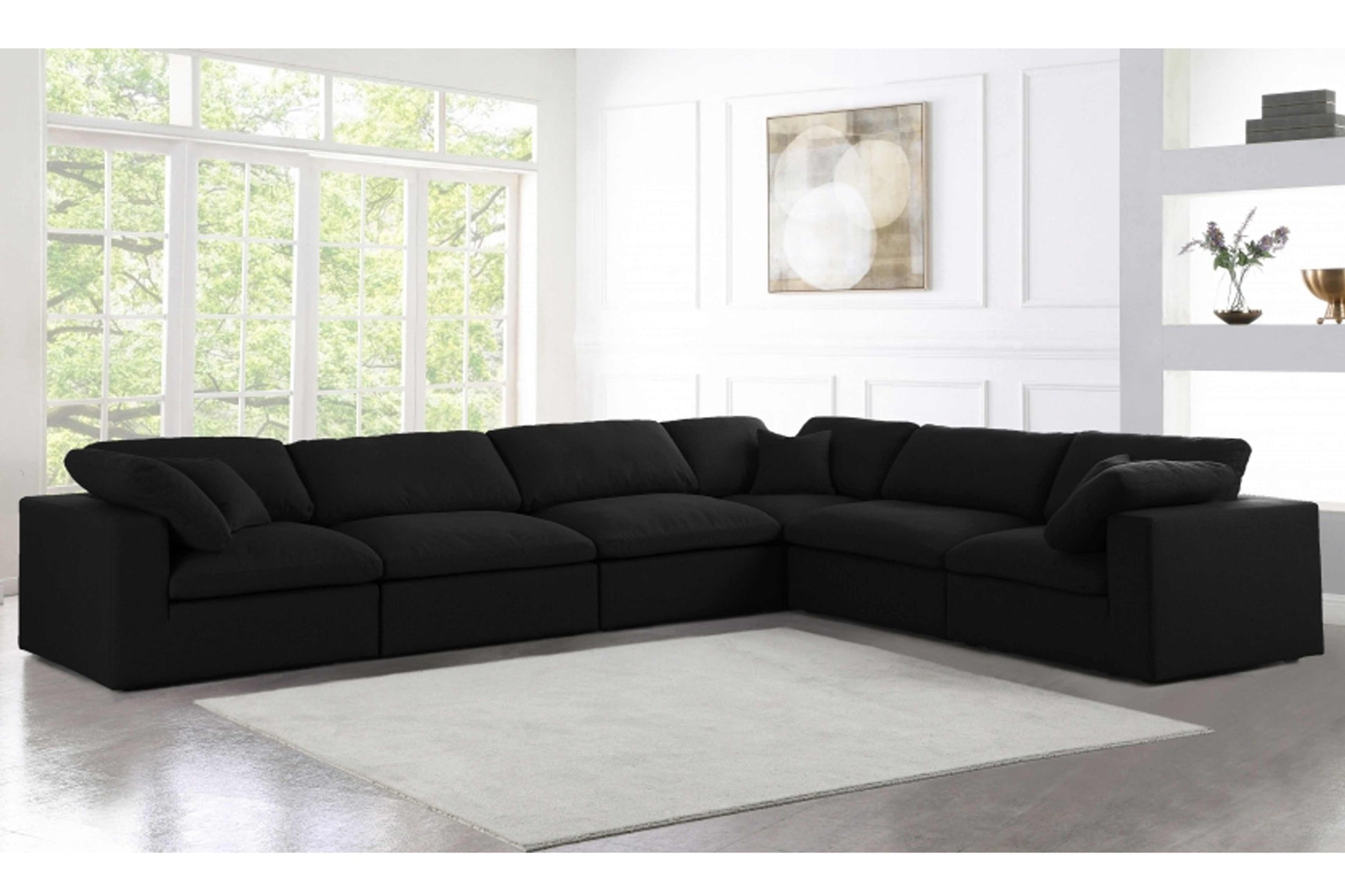 Uffizi Linen Deluxe Cloud Modular Down Filled Overstuffed Reversible Sectional Model 18601-Sec6A - Venini Furniture 