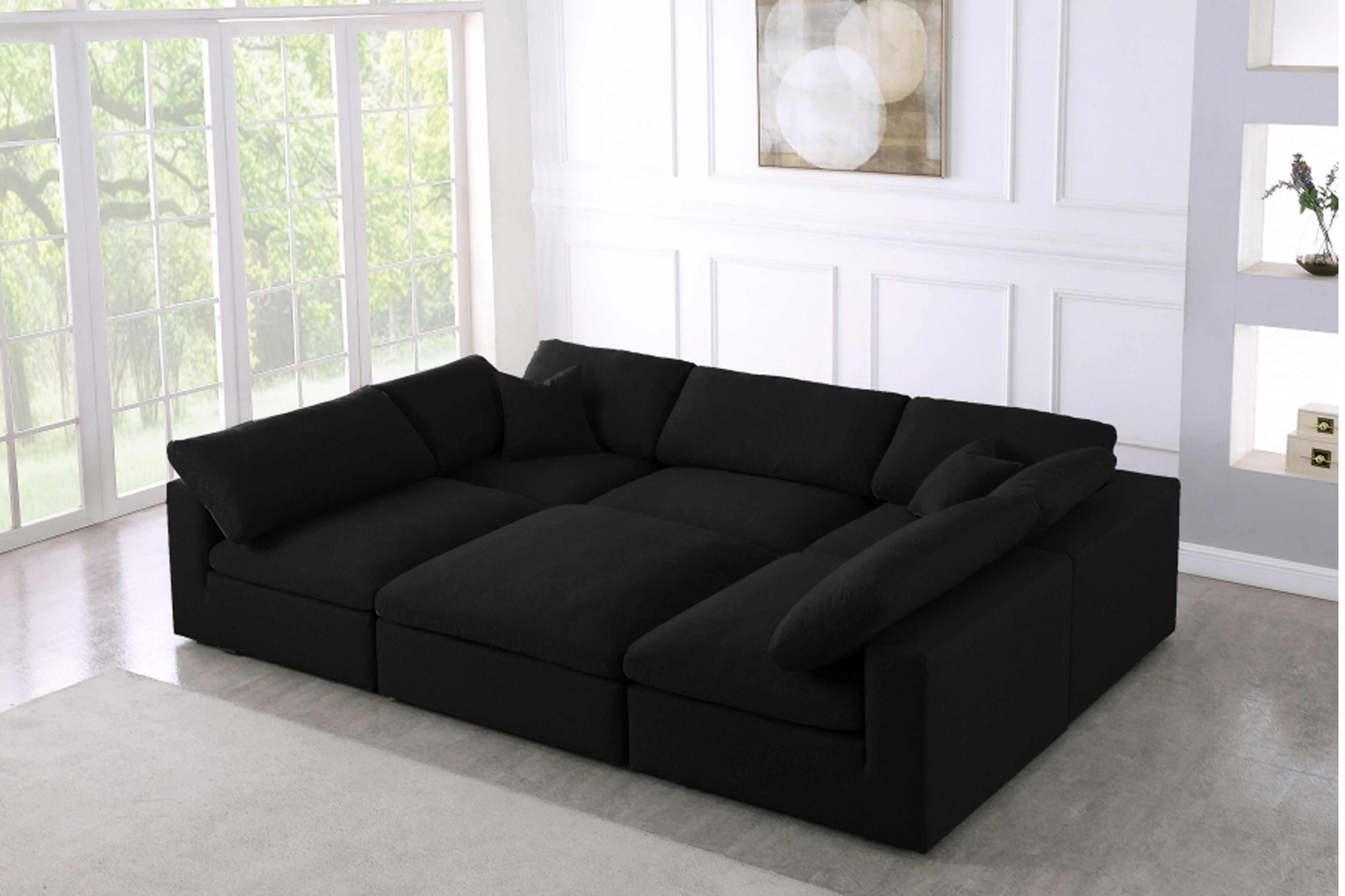 Uffizi Linen Deluxe Cloud Modular Down Filled Overstuffed Sectional Model 18601-Sec6C - Venini Furniture 