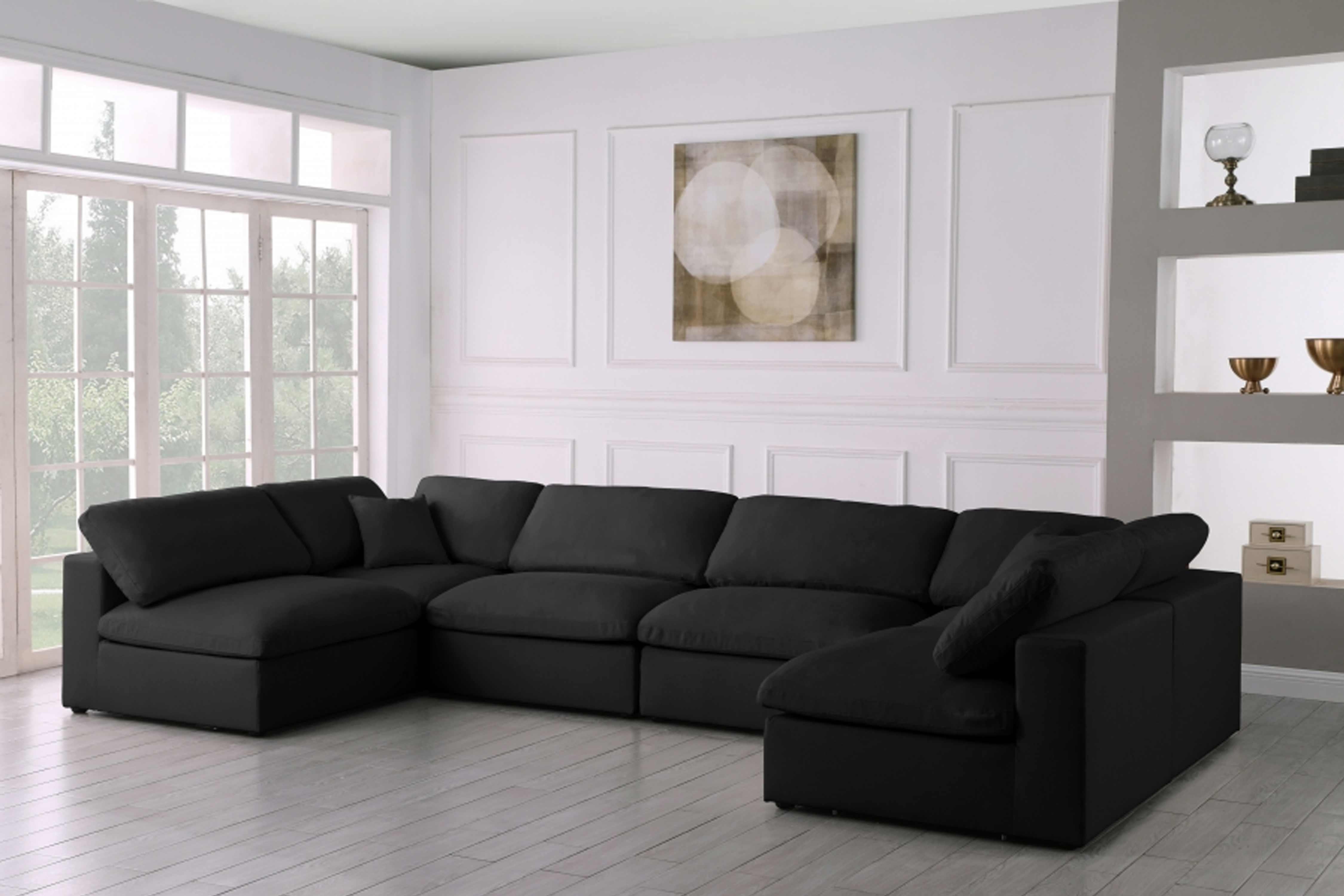 Meridian furniture serene grey linen shop fabric deluxe cloud modular sectional