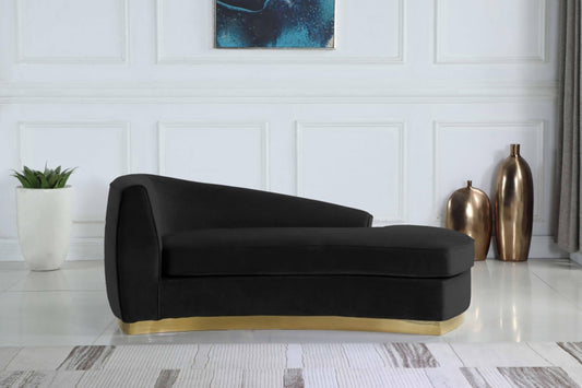 Julian Velvet & Gold Stainless Steel Base Chaise SKU: 620-Chaise - Venini Furniture 