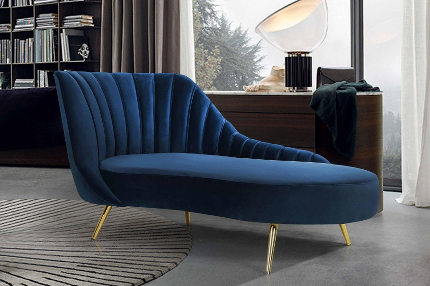 Margo Velvet Chaise Lounge SKU: 622-Chaise - Venini Furniture 