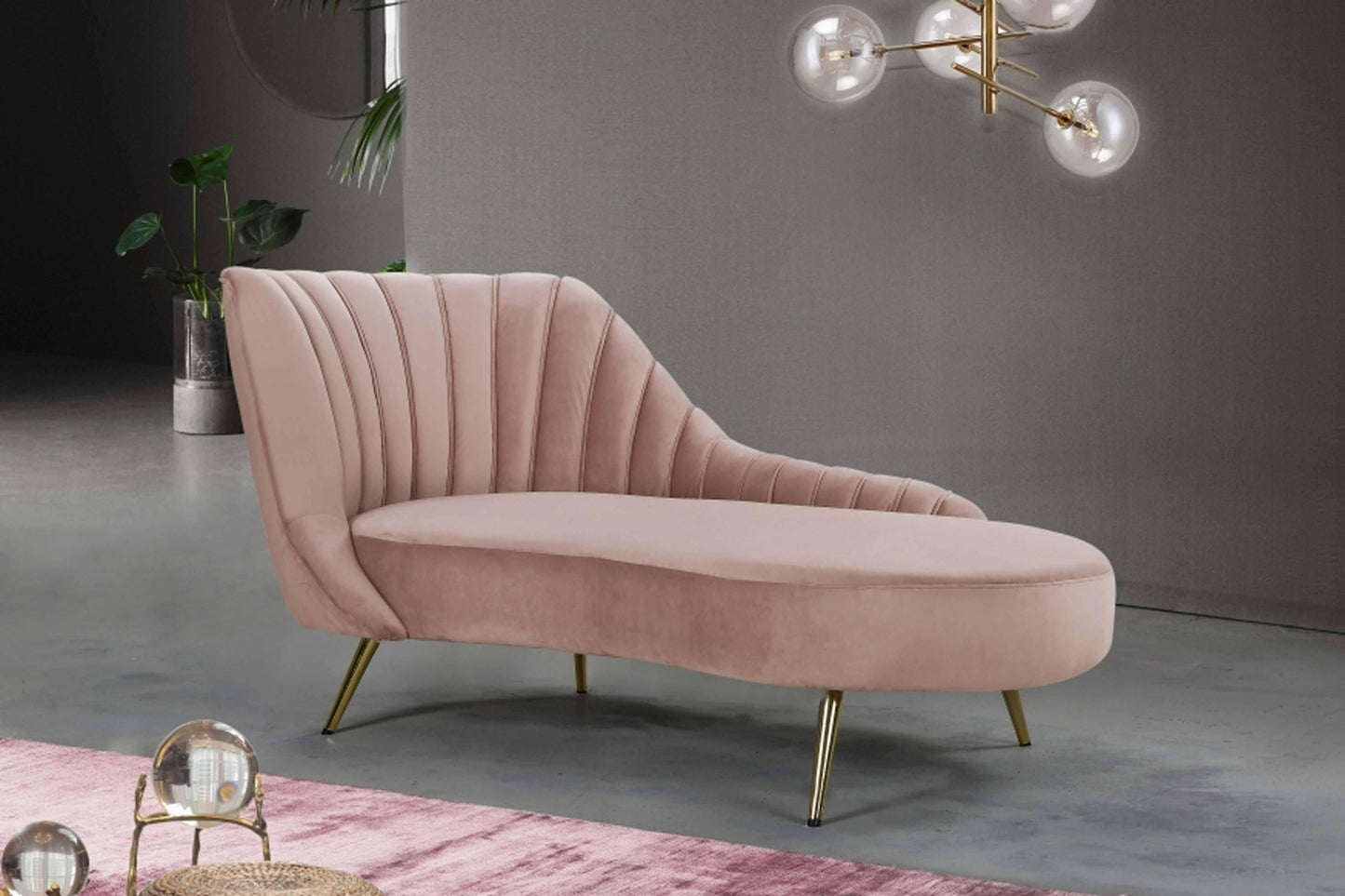 Margo Velvet Chaise Lounge SKU: 622-Chaise - Venini Furniture 