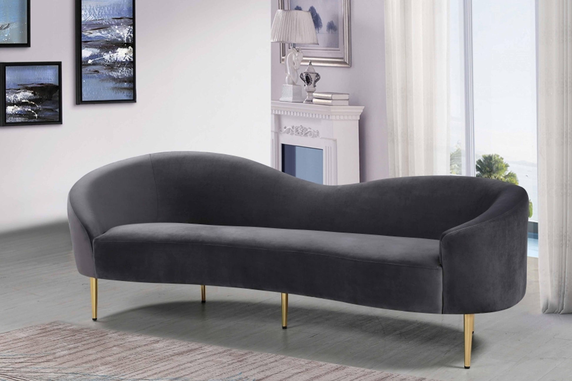 Ritz Velvet Sofa SKU: 659-S - Venini Furniture 