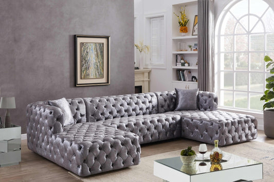 Coco Velvet 3pc. Sectional SKU: 676-Sectional - Venini Furniture 