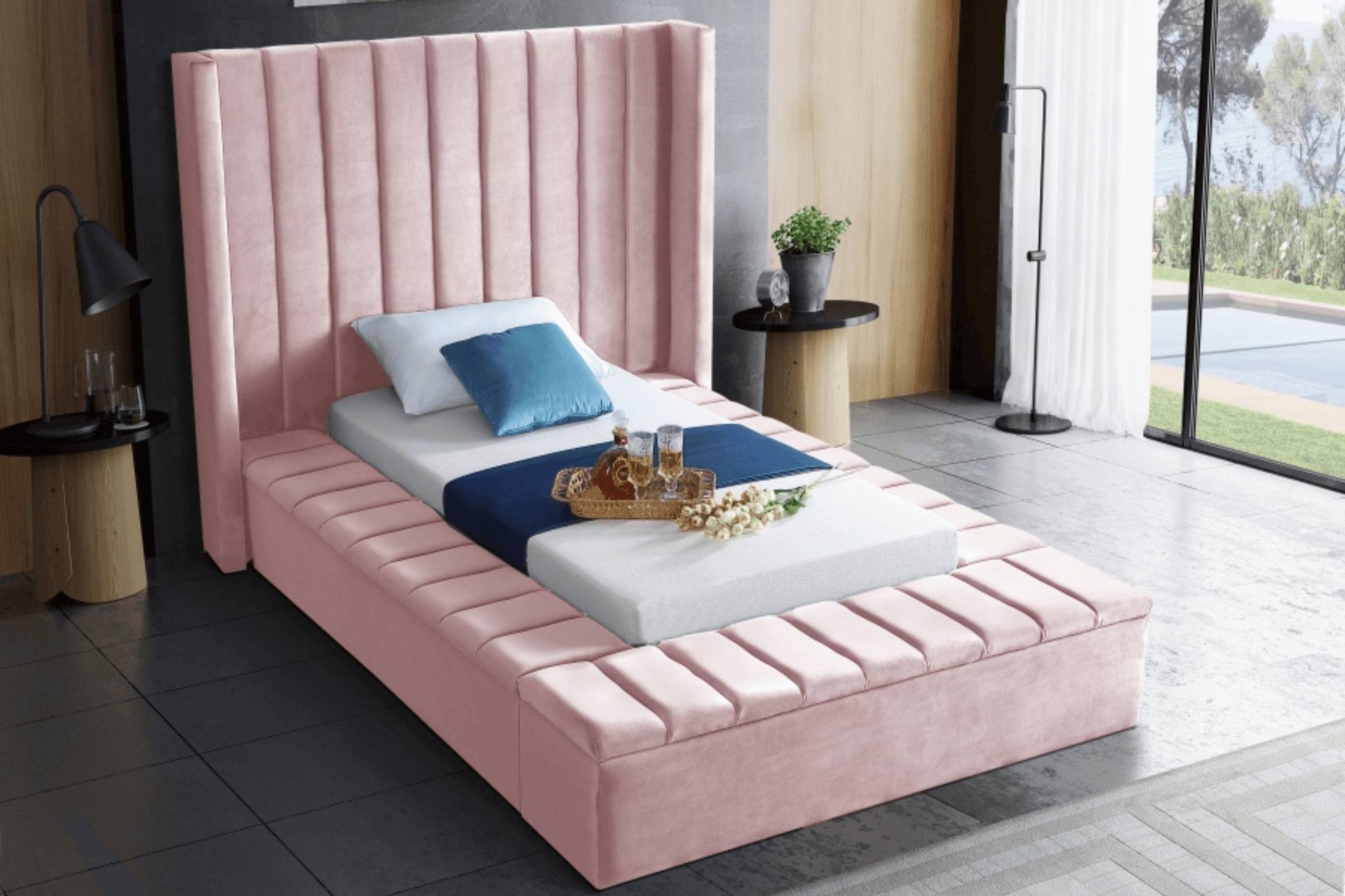 Kiki Velvet Bed SKU: Kiki - Venini Furniture 