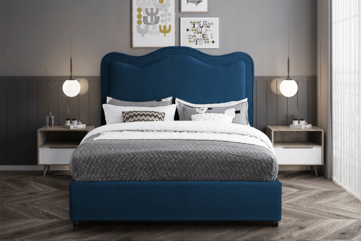Felix Linen Fabric Bed SKU: Felix - Venini Furniture 