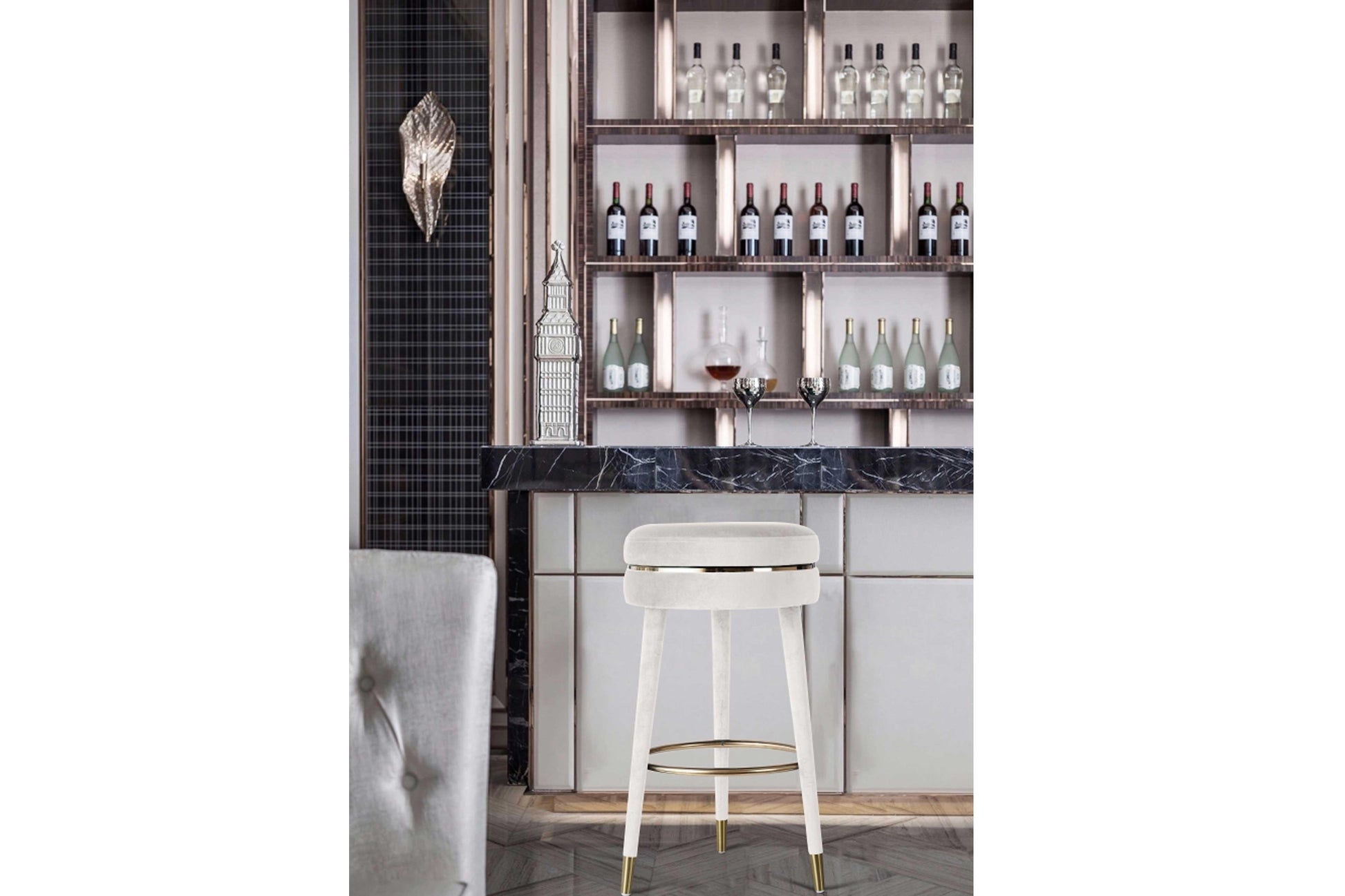 Coral Velvet Swivel Bar Stool SKU: 702-C - Venini Furniture 