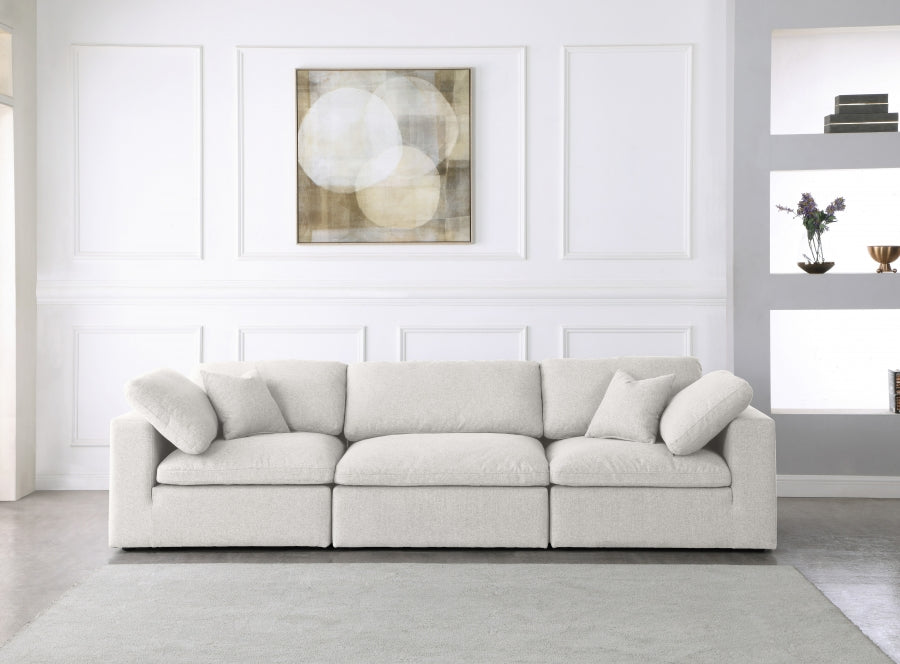 Serene Linen Textured Deluxe Modular Down Filled Cloud-Like Comfort Overstuffed 119" Sofa