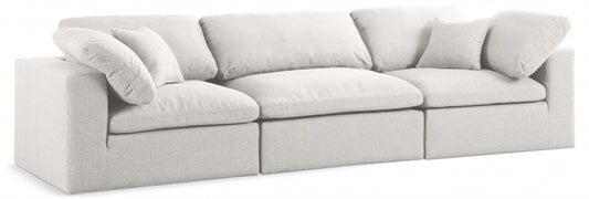 Serene Linen Textured Deluxe Modular Down Filled Cloud-Like Comfort Overstuffed 119" Sofa