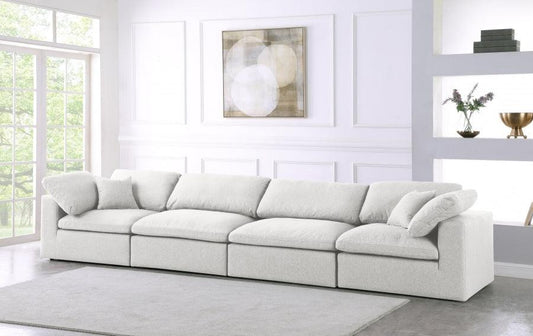 Serene Linen Deluxe Modular Down Filled Cloud-Like Comfort Overstuffed 158" Sofa SKU: 601-S158 - Venini Furniture 