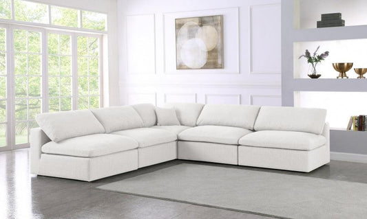 Serene Linen Deluxe Cloud Modular Down Filled Overstuffed Sectional Model 601-Sec5B - Venini Furniture 