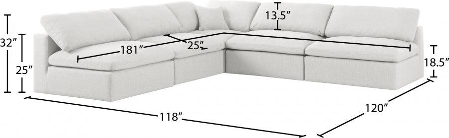 Serene Linen Deluxe Cloud Modular Down Filled Overstuffed Sectional Model 601-Sec5B - Venini Furniture 