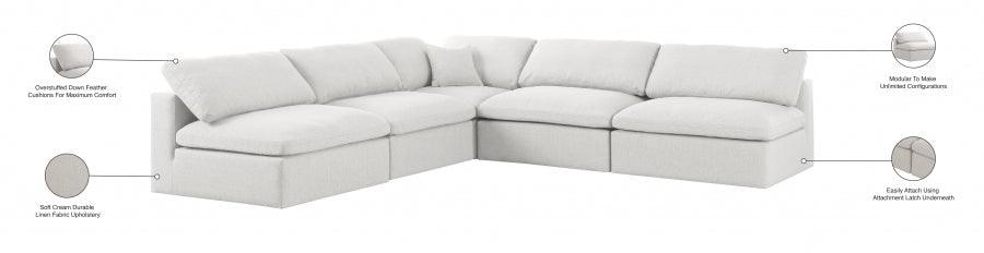 Serene Linen Deluxe Cloud Modular Down Filled Overstuffed Sectional Model 601-Sec5B - Venini Furniture 