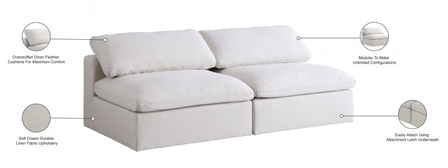 Serene Linen Textured Deluxe Modular Down Filled Cloud-Like Comfort Overstuffed 78" Armless Sofa
