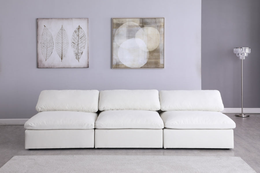 Serene Linen Textured Deluxe Modular Down Filled Cloud-Like Comfort Overstuffed 117" Armless Sofa