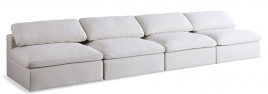 Serene Linen Textured Deluxe Modular Down Filled Cloud-Like Comfort Overstuffed 156" Armless Sofa