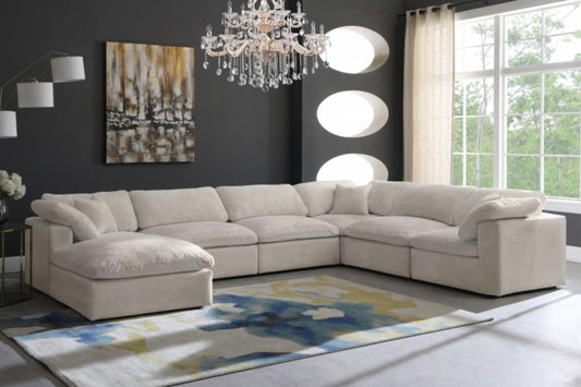 Cozy Velvet Modular Fiber Filled Cloud-Like Comfort Overstuffed Reversible Sectional SKU: 634-Sec7A - Venini Furniture 