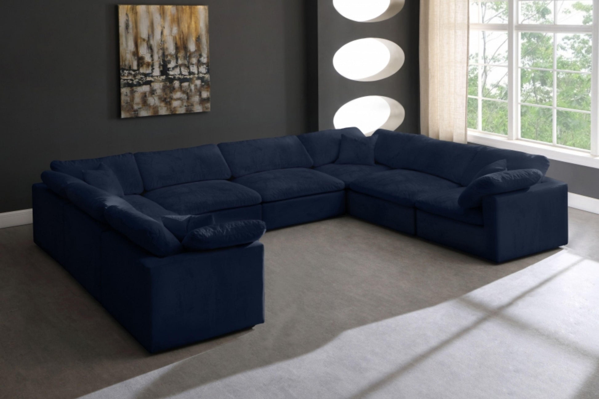 Cozy Velvet Modular Fiber Filled Cloud-Like Comfort Overstuffed Reversible Sectional SKU: 634-Sec8A - Venini Furniture 