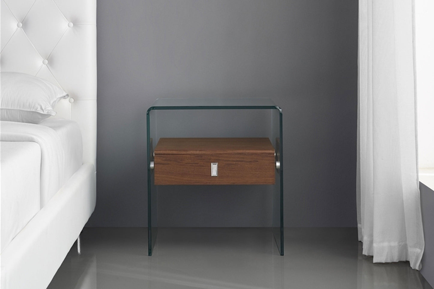 Bari End Table Walnut Model CB-J052-WAL - Venini Furniture 