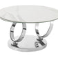 coffee table in white porcelain and chrome base