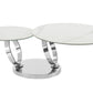 coffee table in white porcelain and chrome base