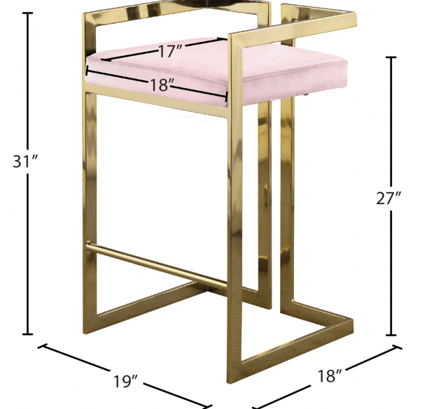Ezra Velvet Counter Stool SKU: 912-C - Venini Furniture 