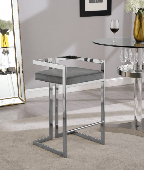 Ezra Velvet Counter Stool SKU: 909-C - Venini Furniture 