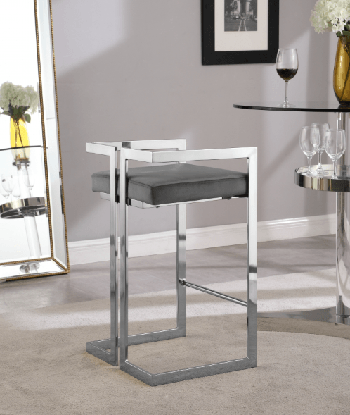 Ezra Velvet Counter Stool SKU: 909-C - Venini Furniture 