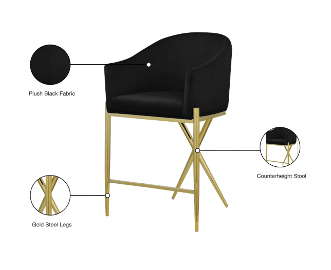 Xavier Counter Stool SKU: 867Black-C - Venini Furniture 