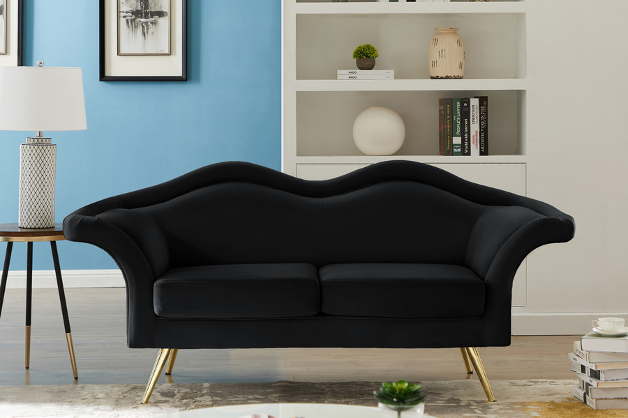 Lips Velvet Loveseat SKU: 607Black-L