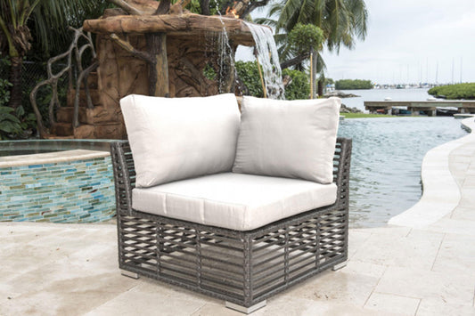 Graphite Corner Unit w/off-white cushion - Venini Furniture 