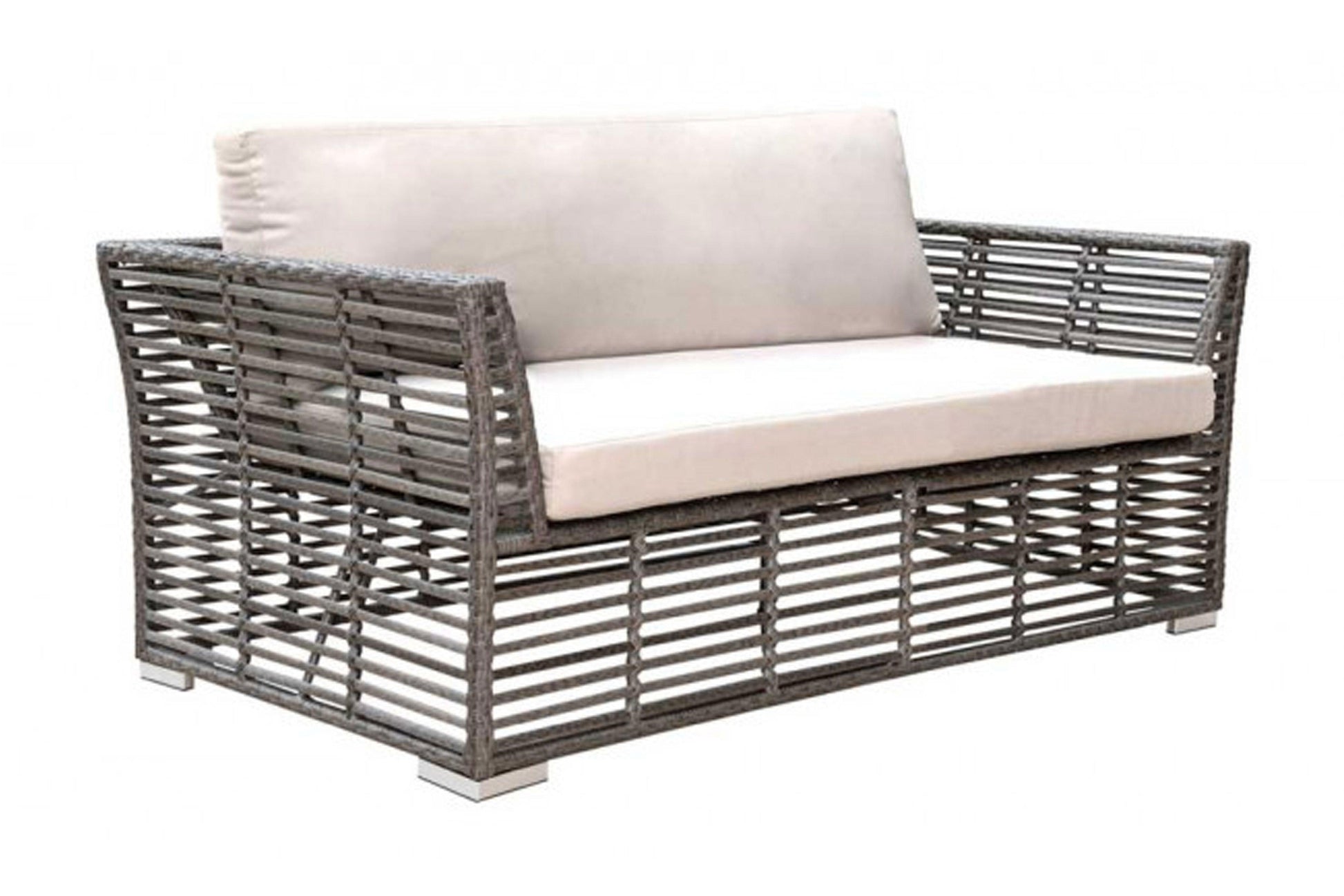 Graphite Loveseat w/off-white cushions SKU: PJO-1601-GRY-LS - Venini Furniture 