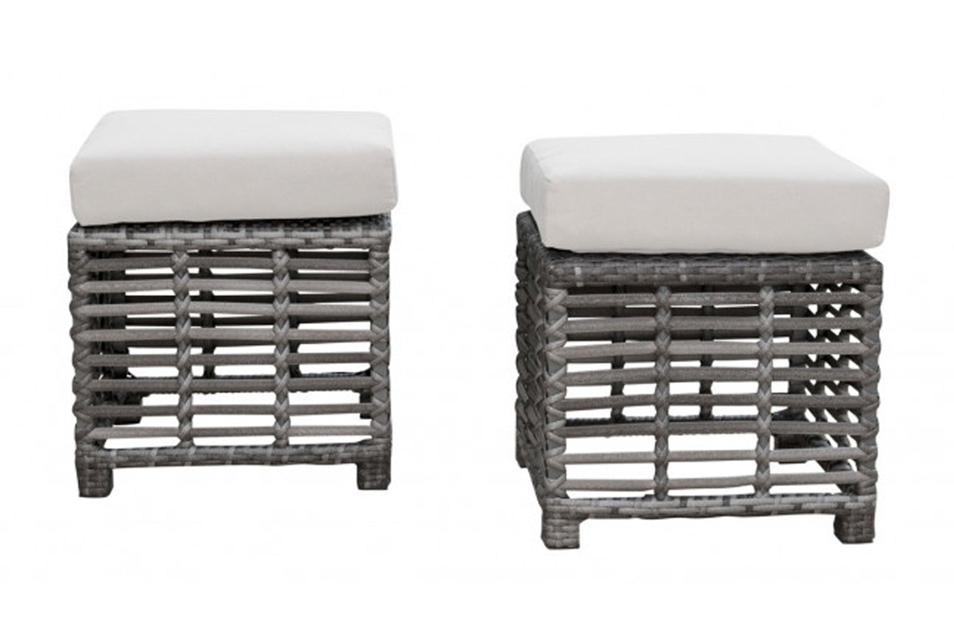 Graphite Set of 2 Small Ottoman w/off-white cushions SKU: PJO-1601-GRY-S2 - Venini Furniture 
