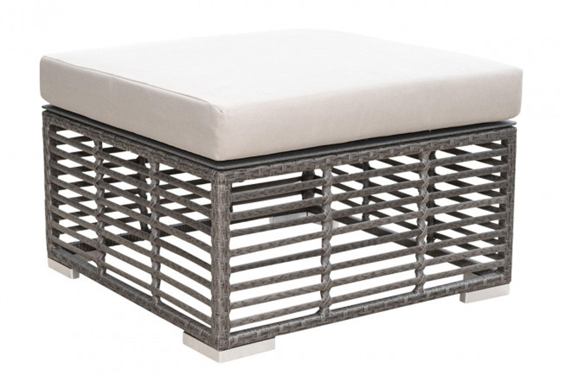 Graphite Square Ottoman w/off-white cushion SKU: PJO-1601-GRY-OT - Venini Furniture 
