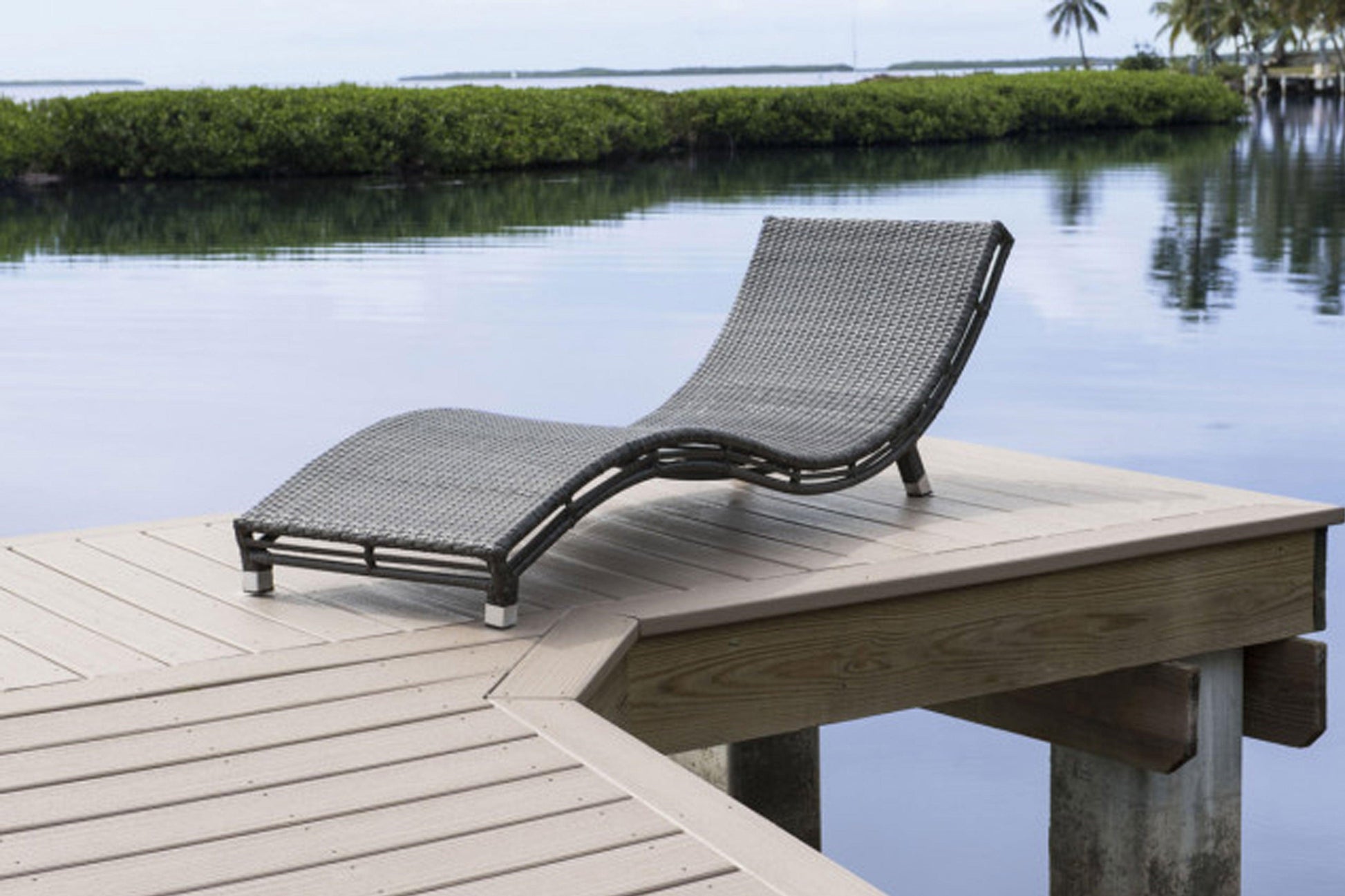 Graphite Curved Chaise Lounge SKU: PJO-1601-GRY-CC - Venini Furniture 