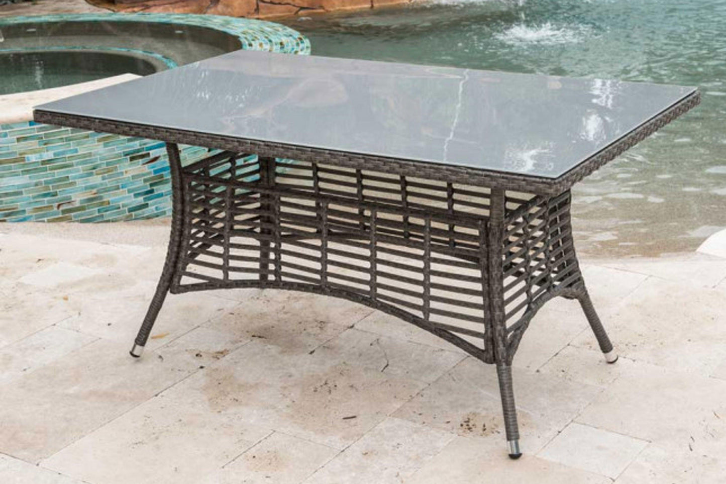 Graphite 36" x 60" Rectangular Table w/grey tempered glass SKU: PJO-1601-GRY-RT - Venini Furniture 