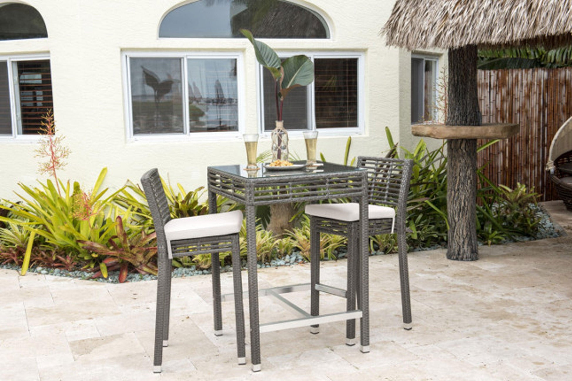 Graphite 36" Square Pub Table w/glass SKU: PJO-1601-GRY-PT - Venini Furniture 