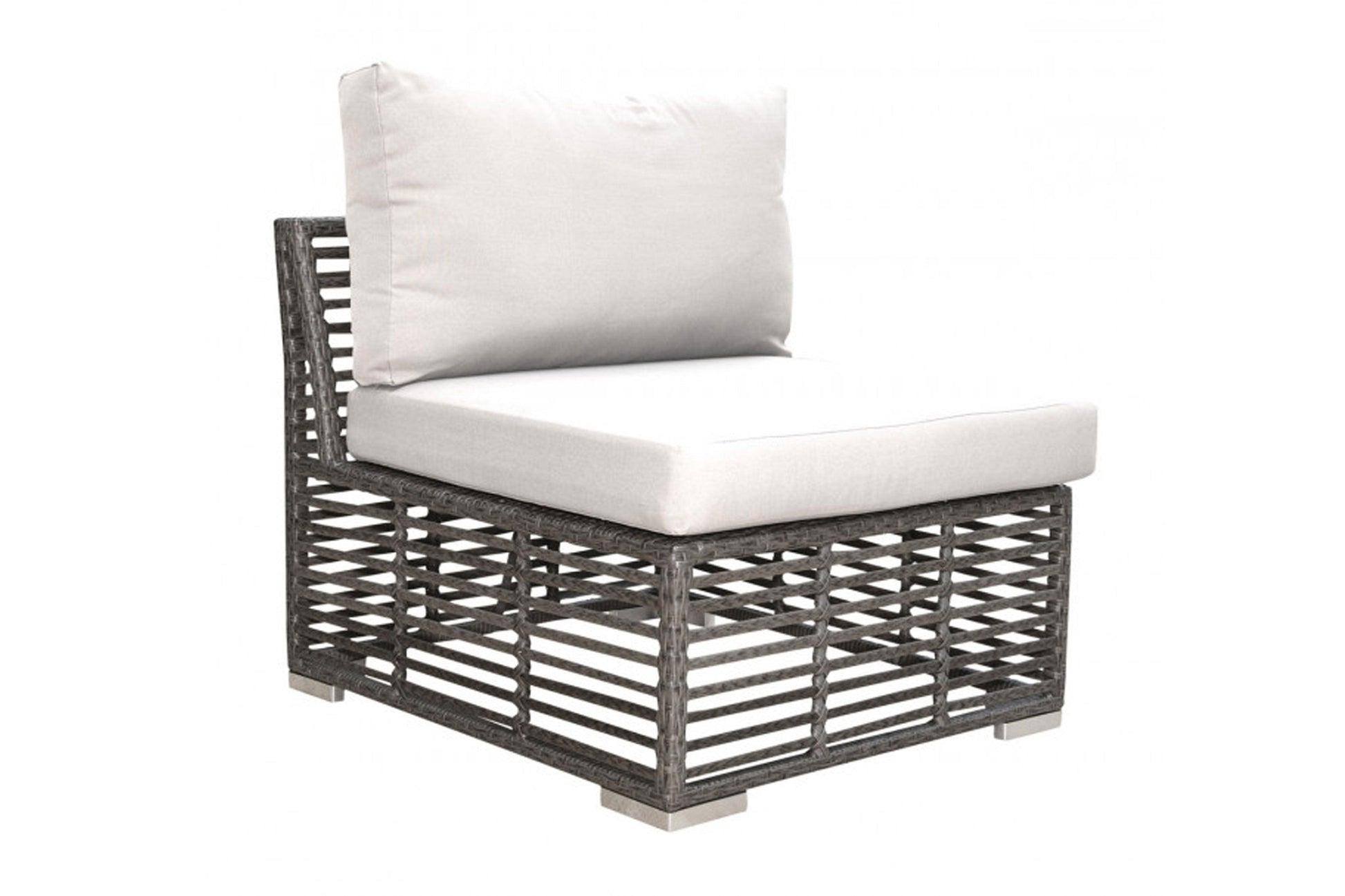 Graphite Armless Chair w/off-white cushion SKU: PJO-1601-GRY-A - Venini Furniture 