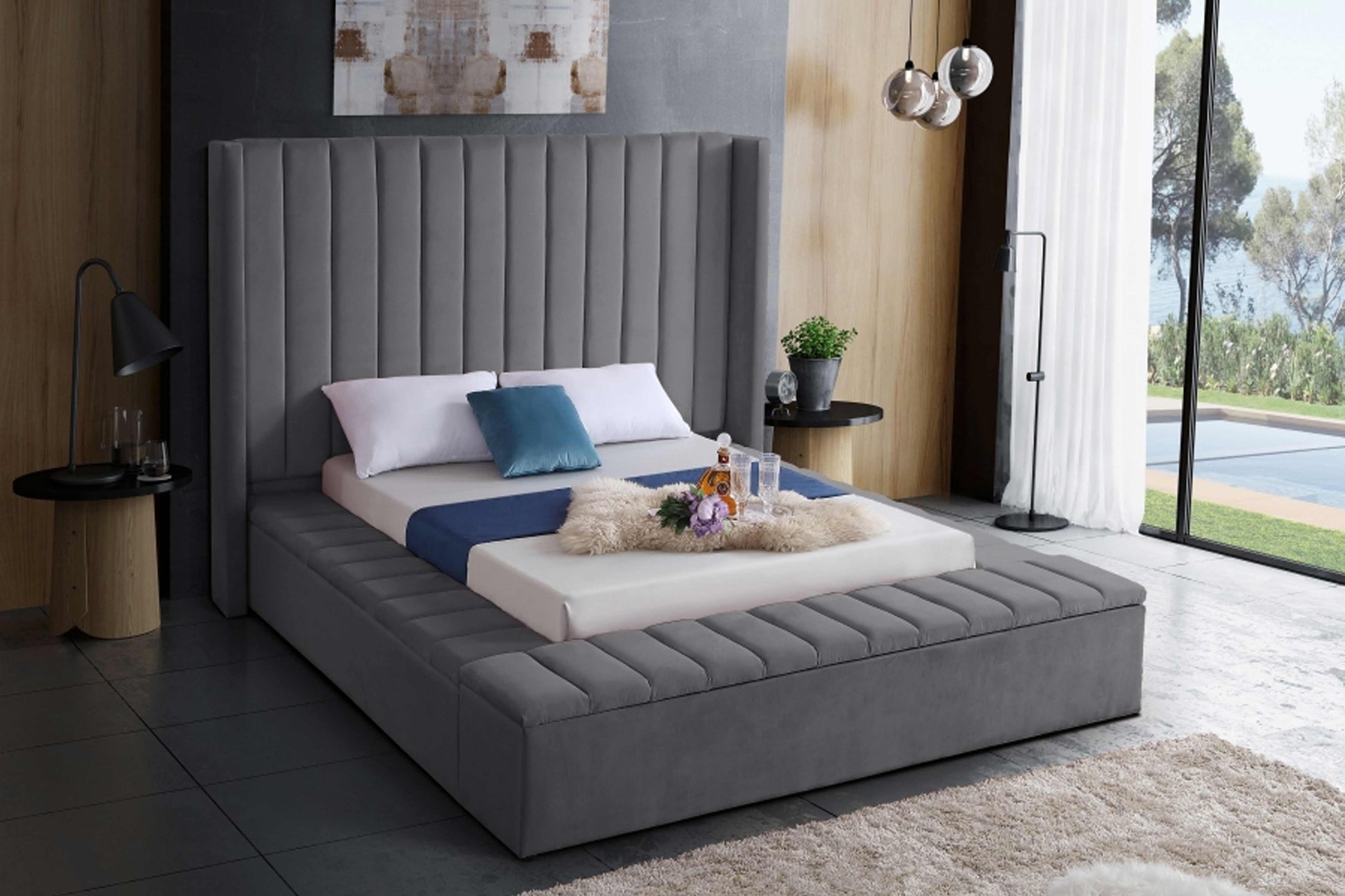 Kiki Velvet Bed SKU: Kiki - Venini Furniture 
